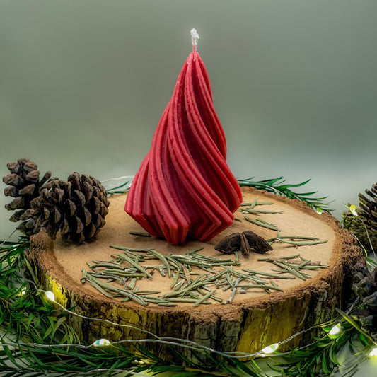 Vela árbol de navidad rojo