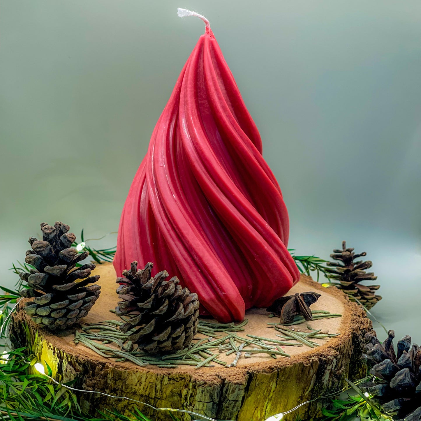 Vela árbol de navidad rojo